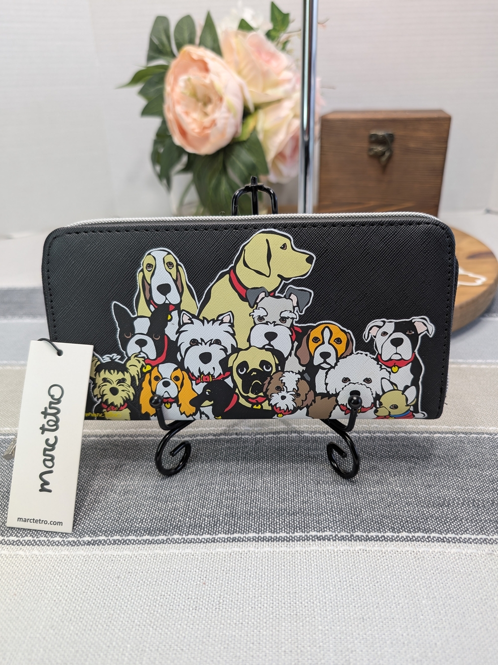 Marc Tetro Black Dog-Print Zip Wallet